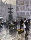 Paul Gustave Fischer The Storkespringvandet in Amagertorv painting